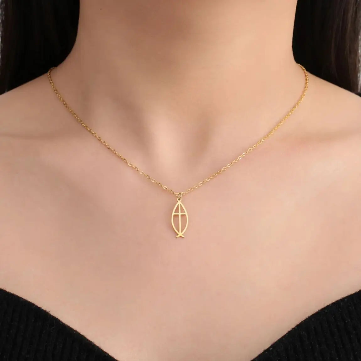 Christian Jesus Fish Pendant Necklace