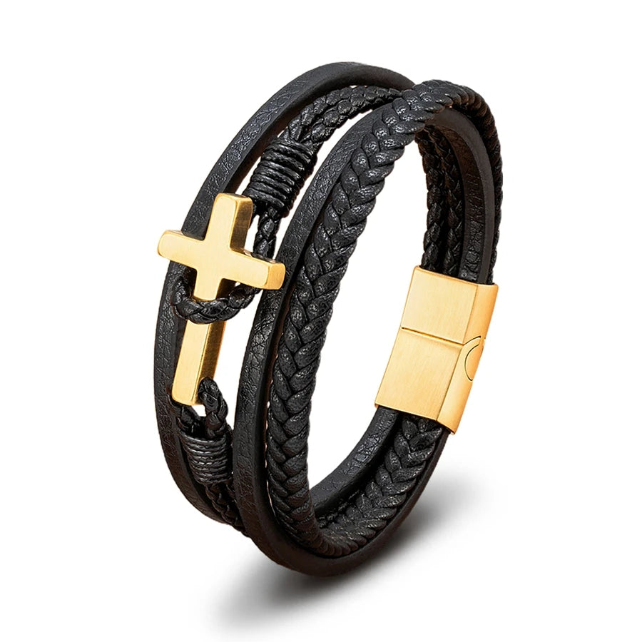 XQNI New Cross Men's Leather Bracelets