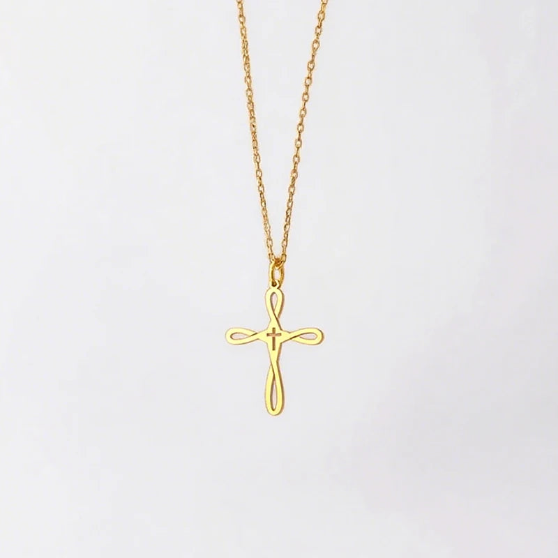 Catholic Gold Plated Cross Pendant
