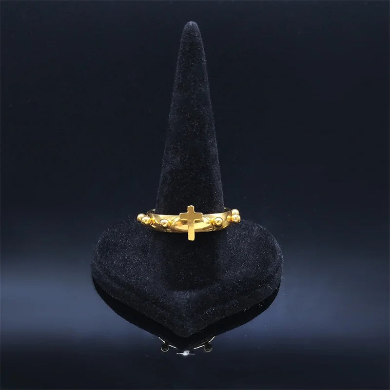 Gold Jesus Cross Ring