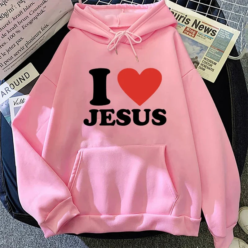 Women I Love Jesus Printed Hoodie