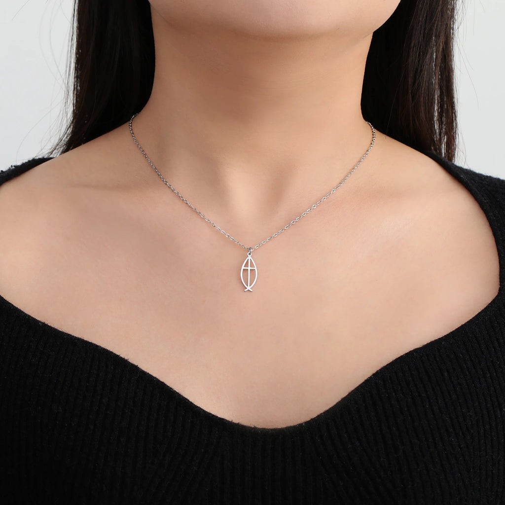 Christian Jesus Fish Pendant Necklace