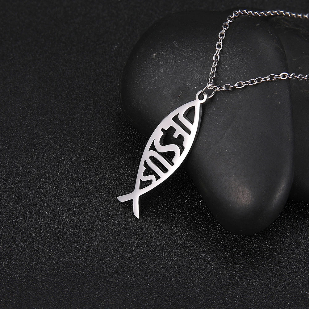 Christian Jesus Fish Pendant Necklace