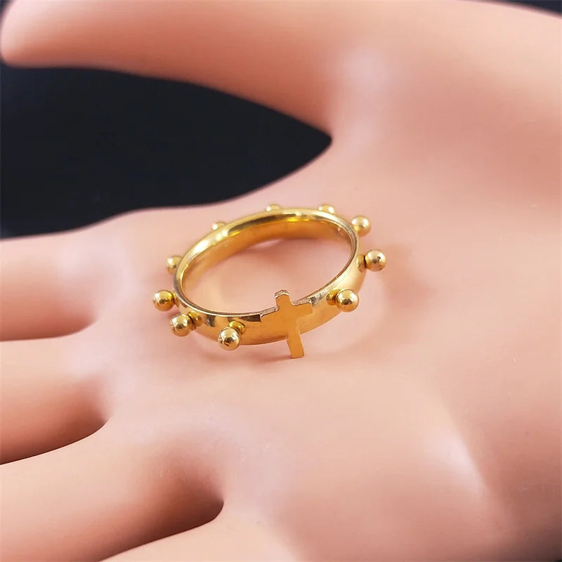 Gold Jesus Cross Ring