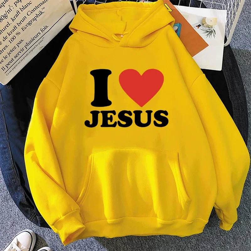 Women I Love Jesus Printed Hoodie