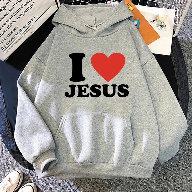 Women I Love Jesus Printed Hoodie
