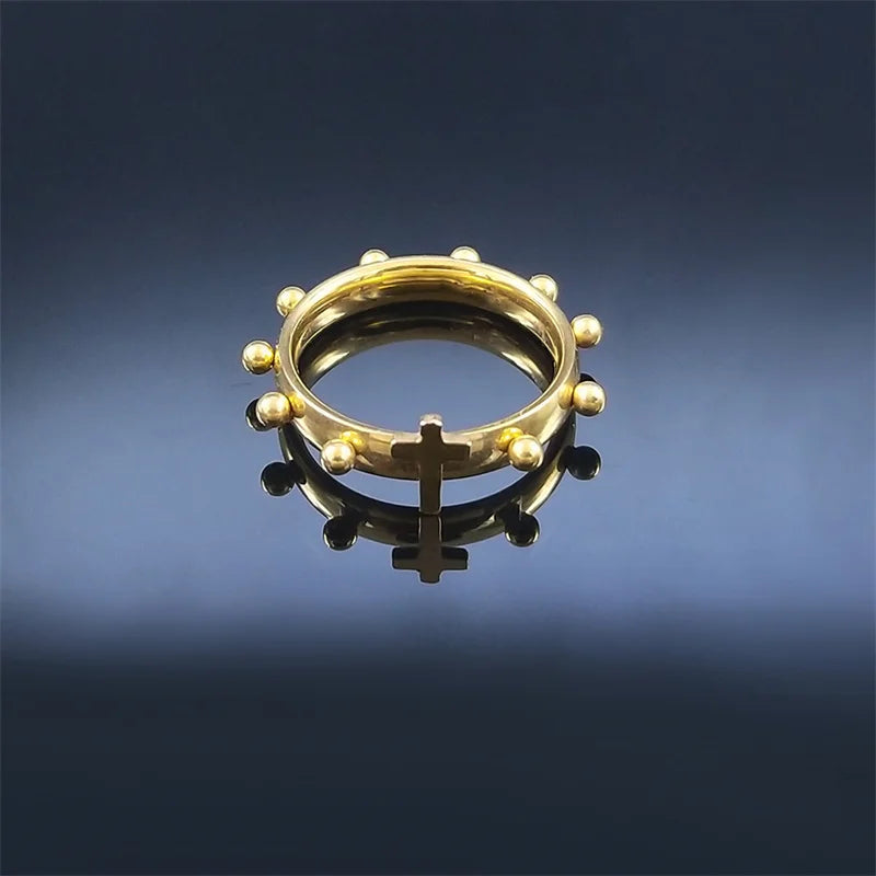 Gold Jesus Cross Ring