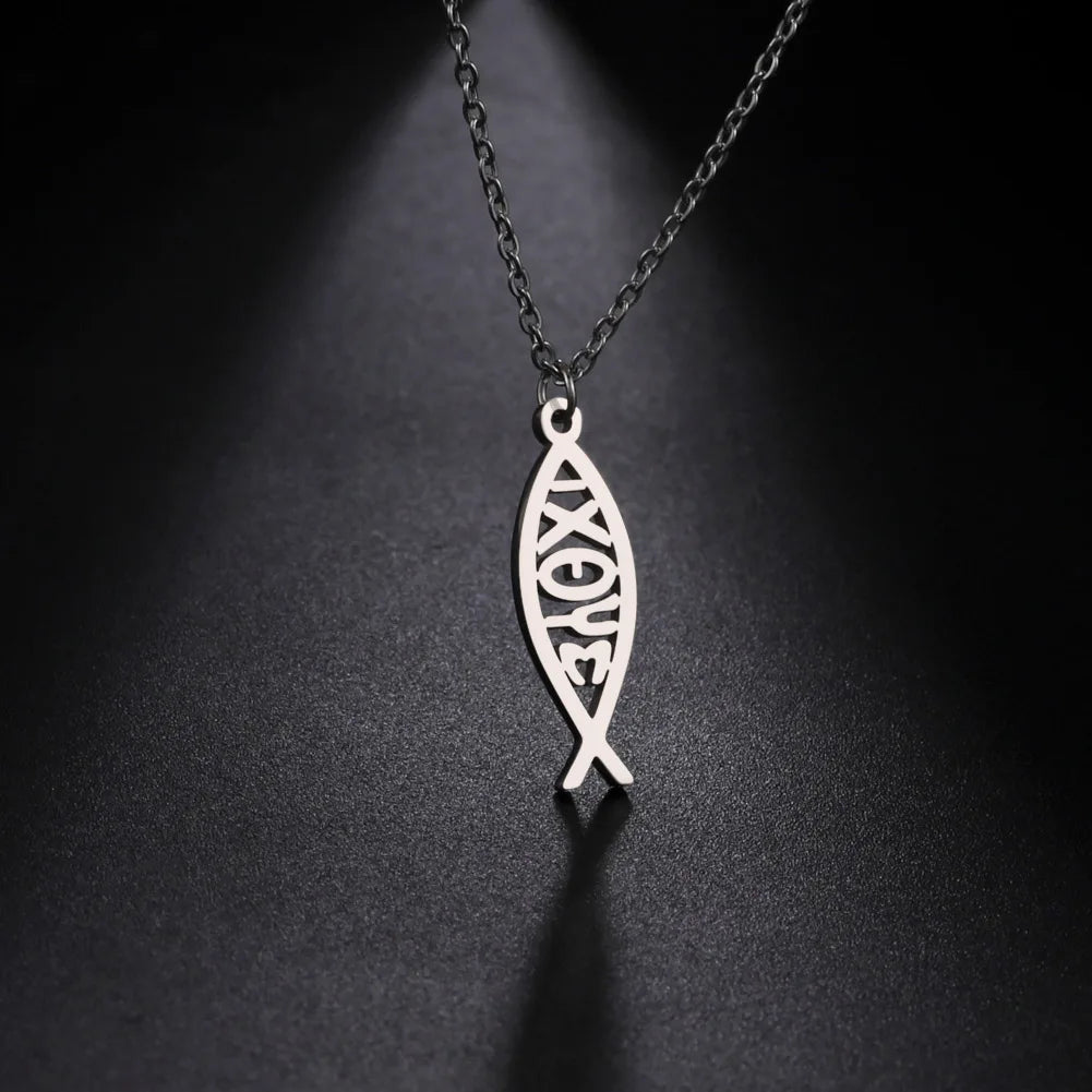 Christian Jesus Fish Pendant Necklace