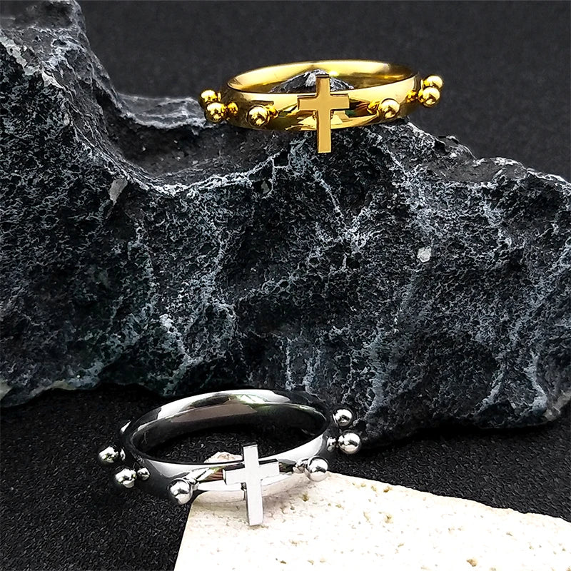 Gold Jesus Cross Ring