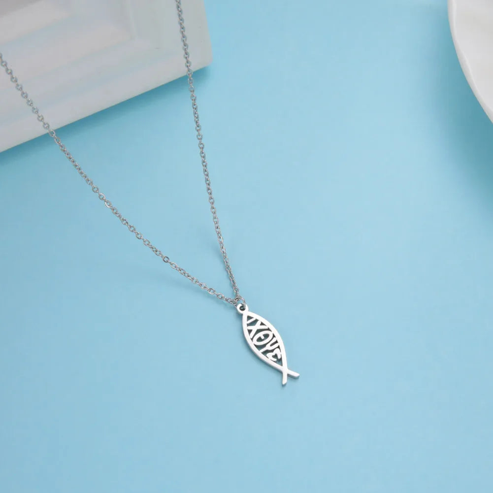Christian Jesus Fish Pendant Necklace