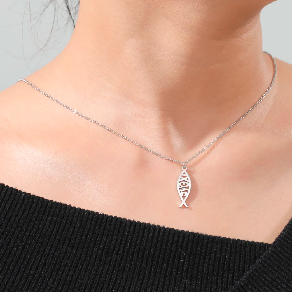 Christian Jesus Fish Pendant Necklace