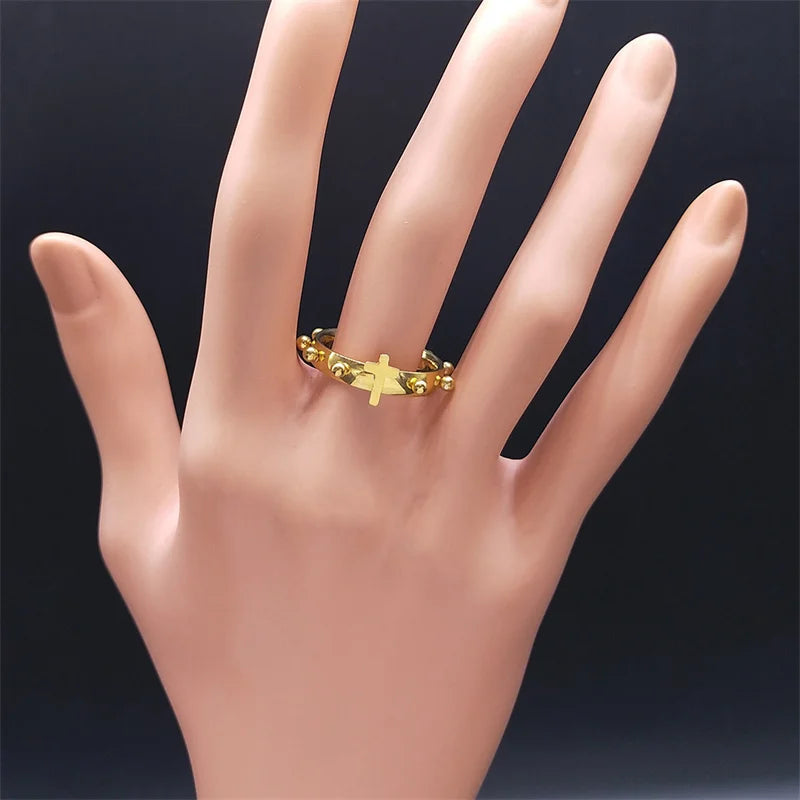 Gold Jesus Cross Ring