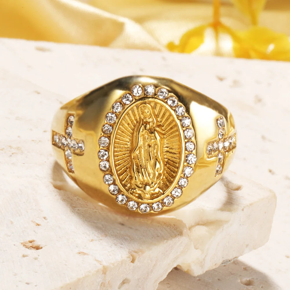 Virgin Mary Iced Out Ring