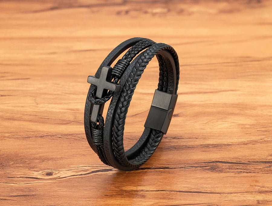 XQNI New Cross Men's Leather Bracelets