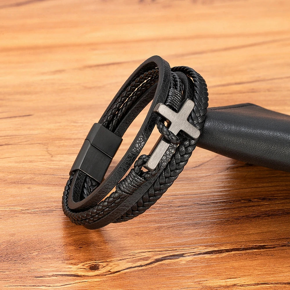 XQNI New Cross Men's Leather Bracelets