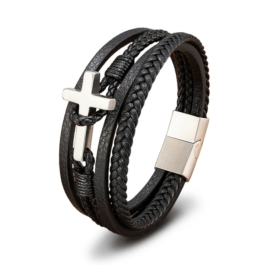 XQNI New Cross Men's Leather Bracelets