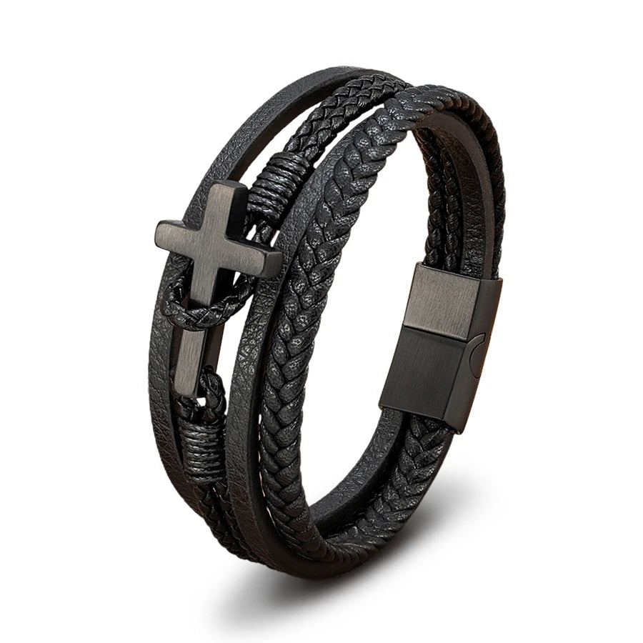 XQNI New Cross Men's Leather Bracelets