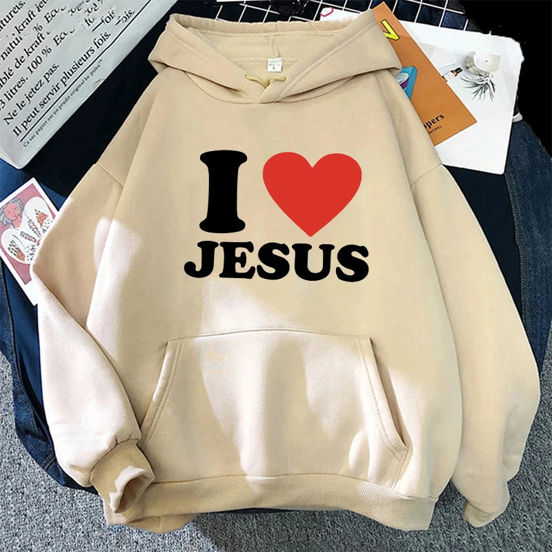 Women I Love Jesus Printed Hoodie