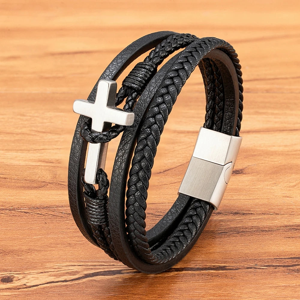 XQNI New Cross Men's Leather Bracelets