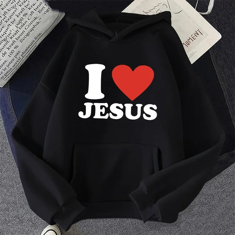Women I Love Jesus Printed Hoodie