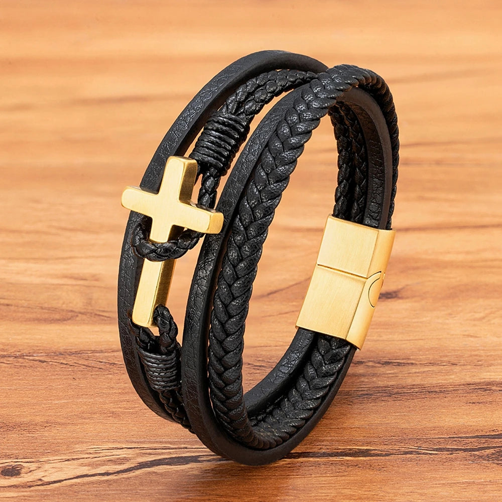 XQNI New Cross Men's Leather Bracelets