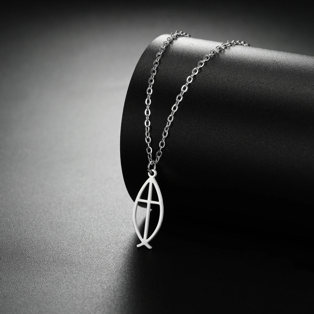 Christian Jesus Fish Pendant Necklace