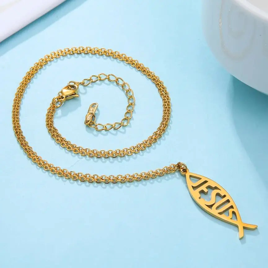 Christian Jesus Fish Pendant Necklace