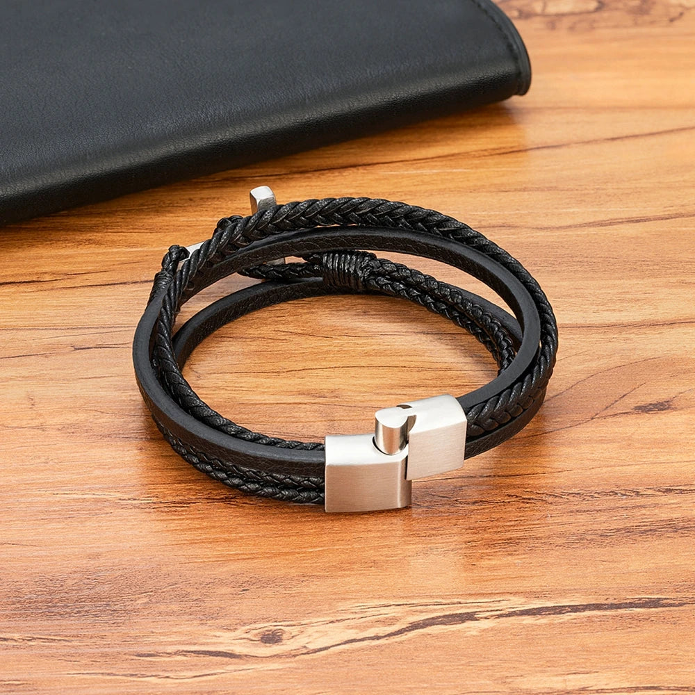 XQNI New Cross Men's Leather Bracelets
