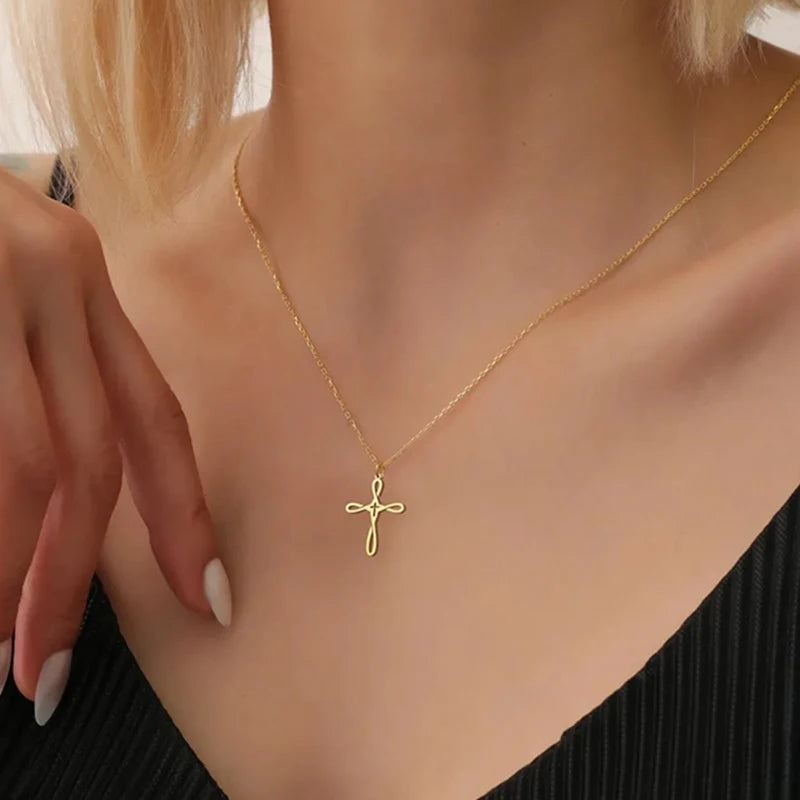 Catholic Gold Plated Cross Pendant