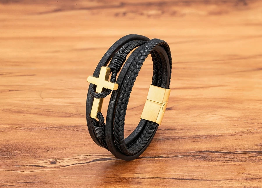 XQNI New Cross Men's Leather Bracelets