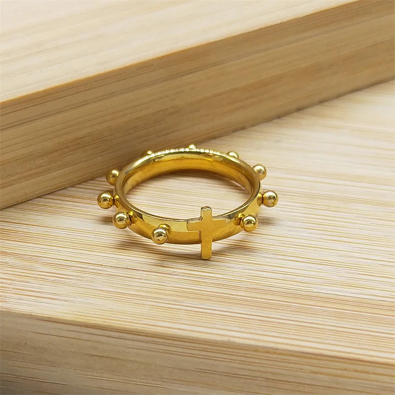Gold Jesus Cross Ring