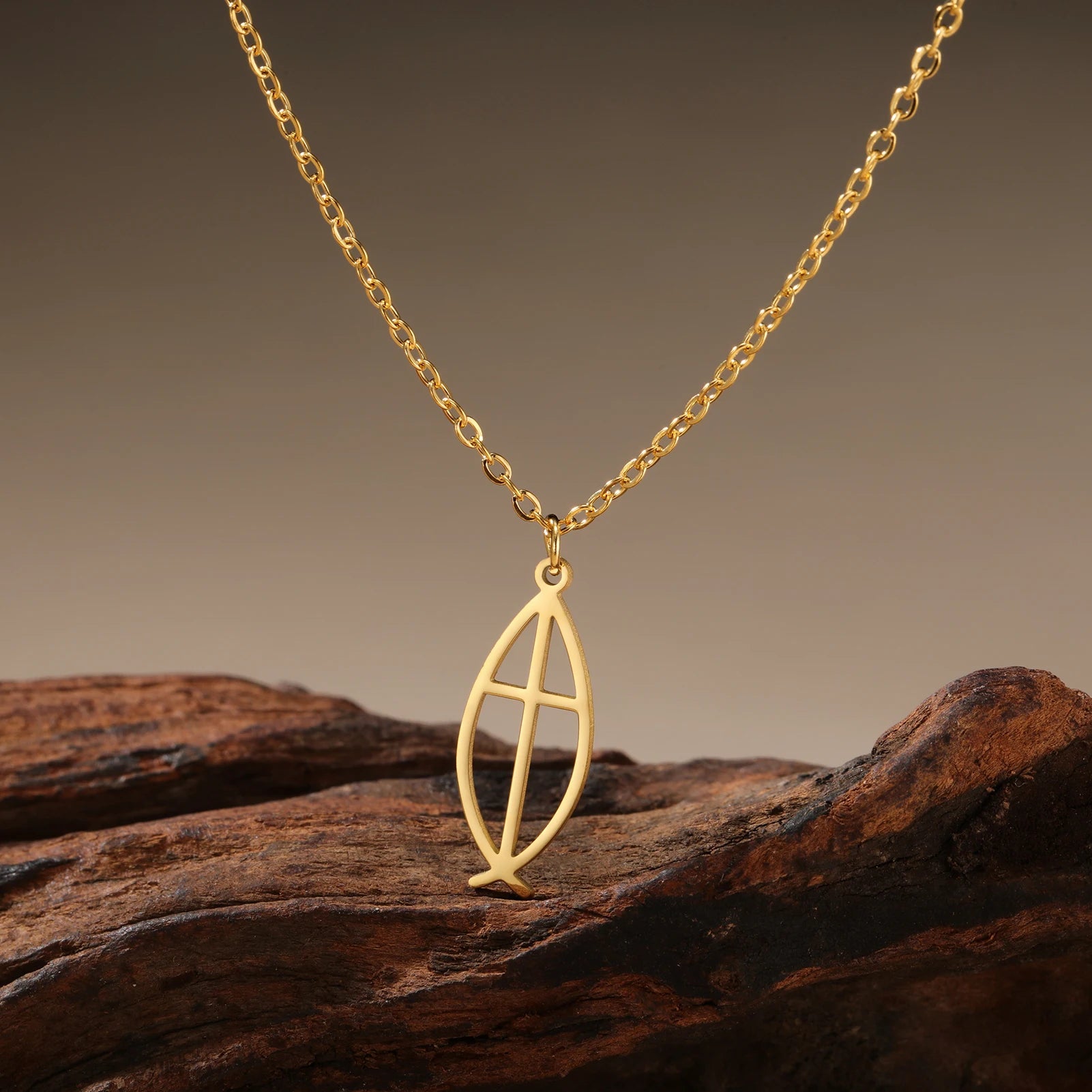 Christian Jesus Fish Pendant Necklace