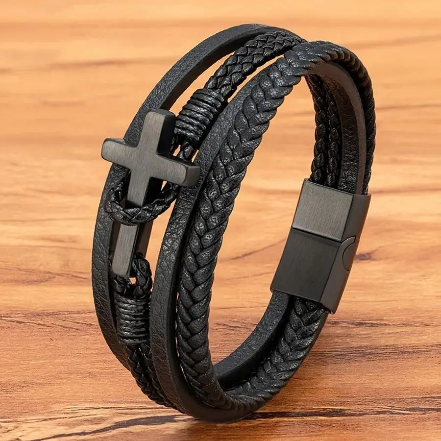 XQNI New Cross Men's Leather Bracelets