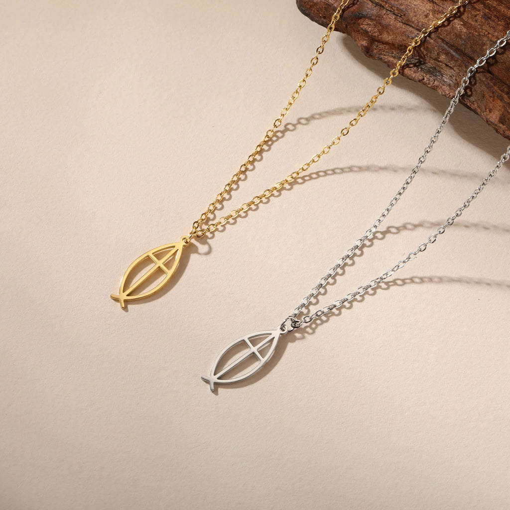 Christian Jesus Fish Pendant Necklace