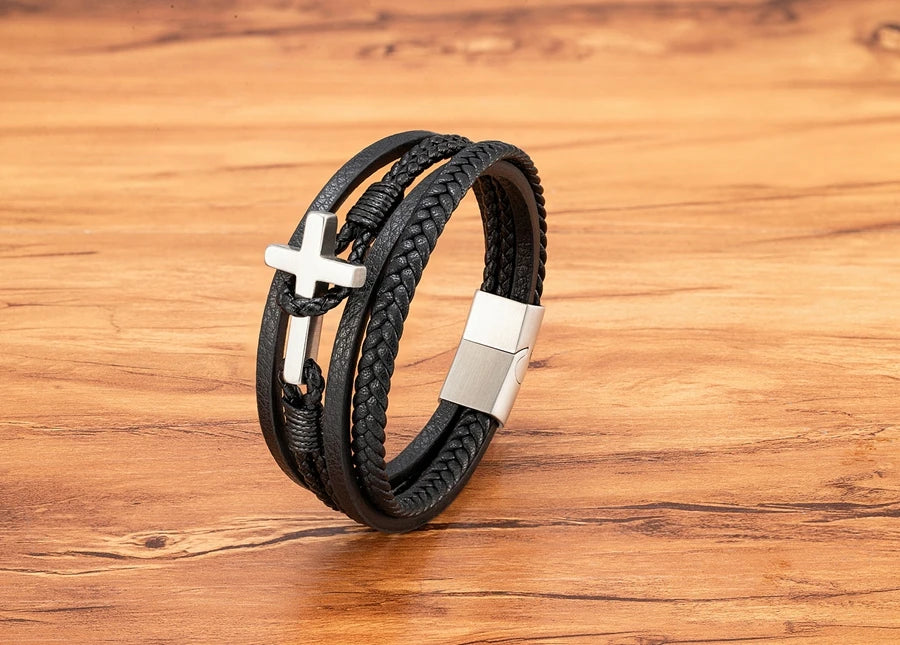 XQNI New Cross Men's Leather Bracelets