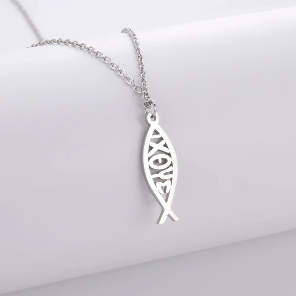 Christian Jesus Fish Pendant Necklace
