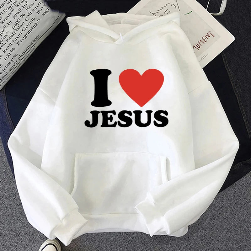 Women I Love Jesus Printed Hoodie